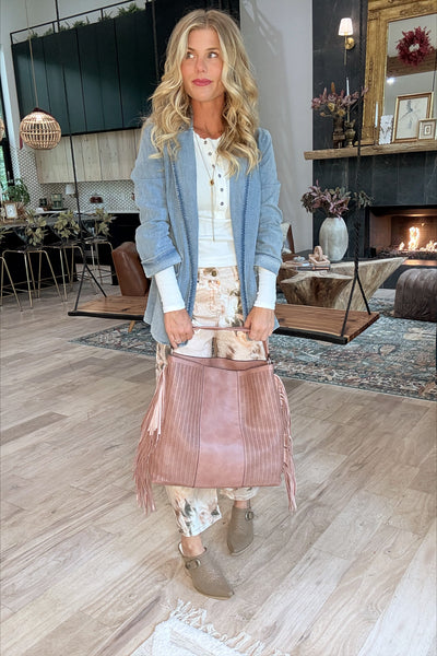 Mauve Fringe Purse