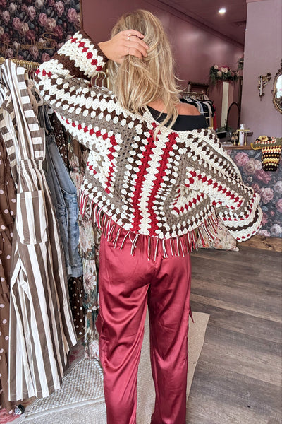 Handmade Crochet Fringe Cardigan