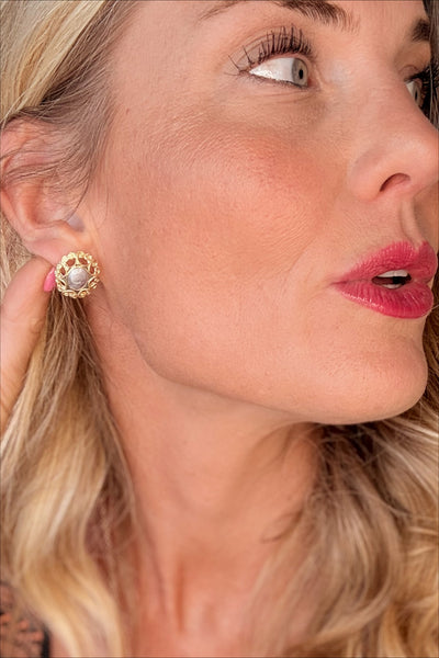 Vintage Lavender Gold Earrings