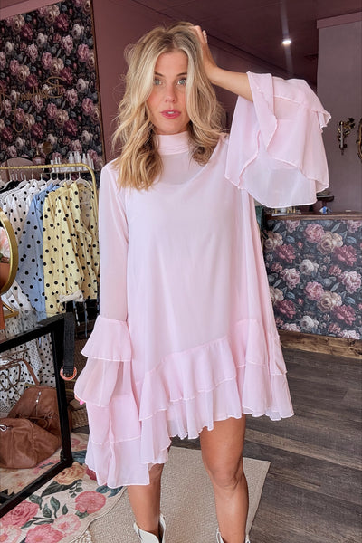 Blush Tie Neck Dress