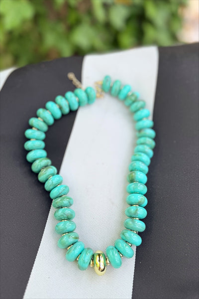 Oval Gold Accent Bead Necklace