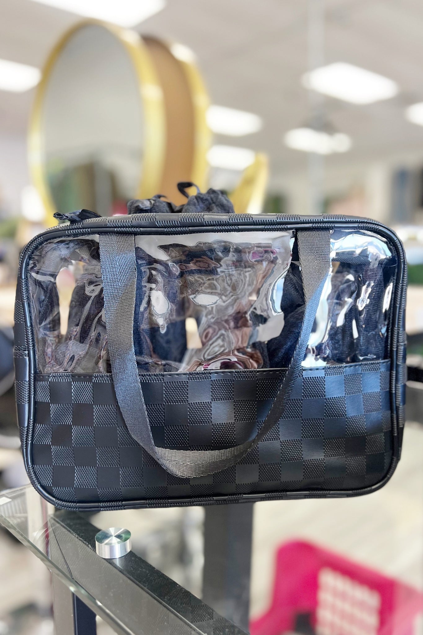 Checkered Makeup Bag