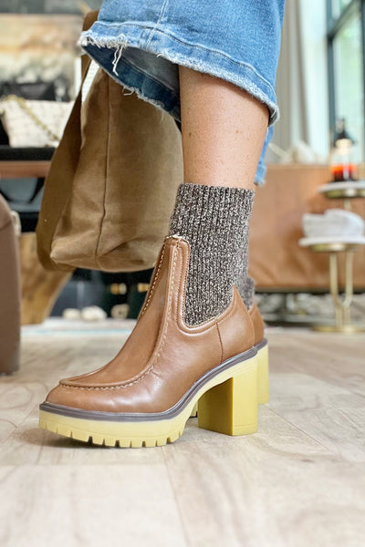 Brown Leather Sock Boot