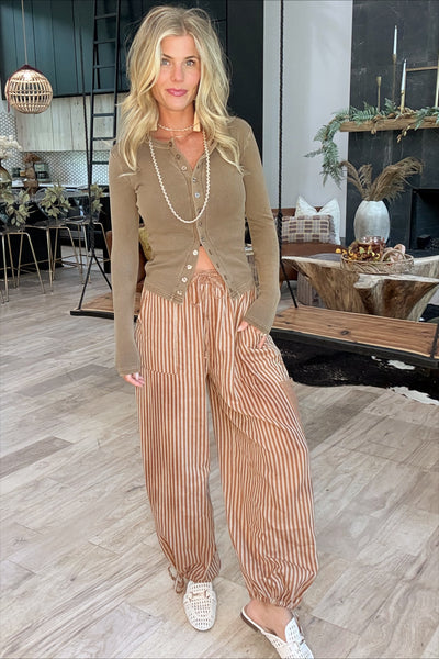 Rust Linen Balloon Pants