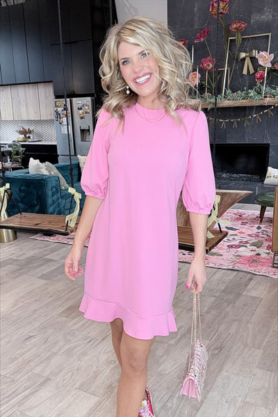 Pink Ruffle Hem Dress