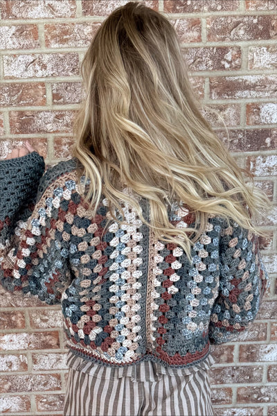 Blue Handmade Crochet Short Cardigan
