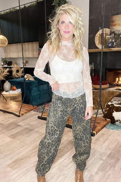 Animal Print Barrel Jeans