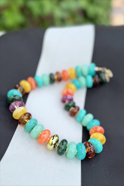 Oval Gold Accent Bead Necklace