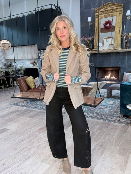Green & Navy Striped Long Sleeve Top