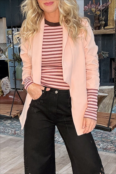Blush Shawl Collar Blazer Jacket