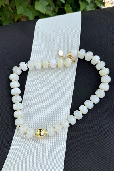 Marbled Beaded Gold Necklace