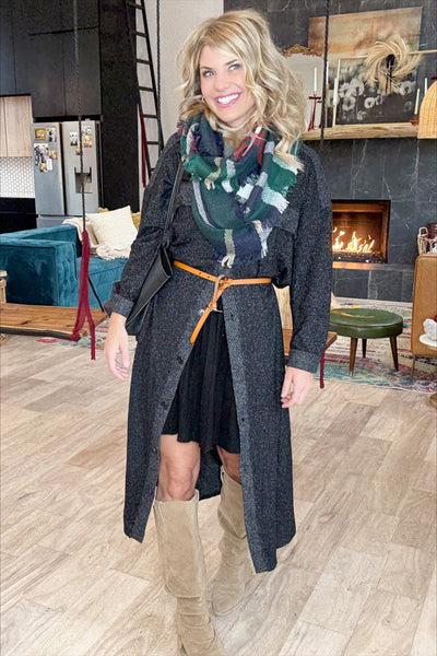 Plaid Fringe Infinity Scarf