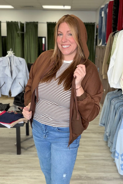 Coffee Scuba Zipper Hooded Jacket