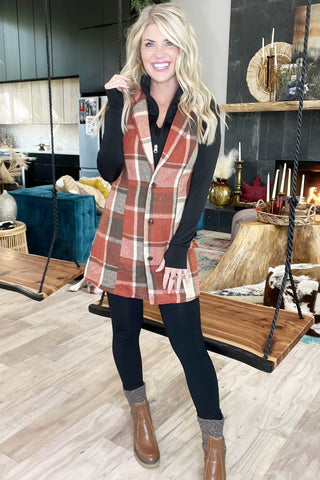 Plaid Long Vest