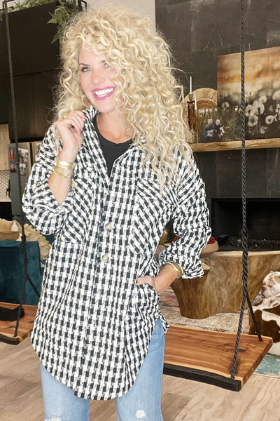 Black Plaid Jaquard Jacket