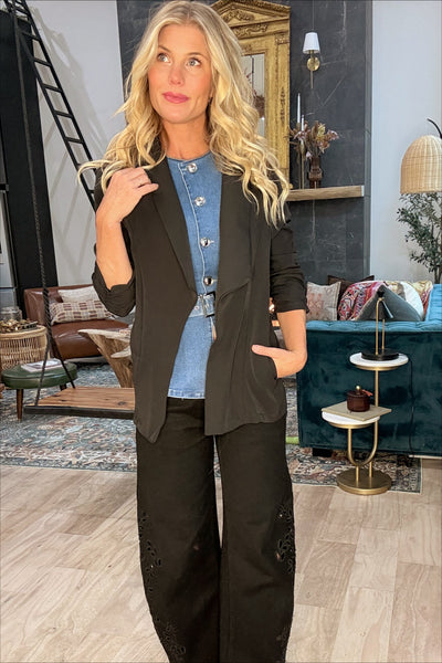 Black Shawl Collar Blazer Jacket