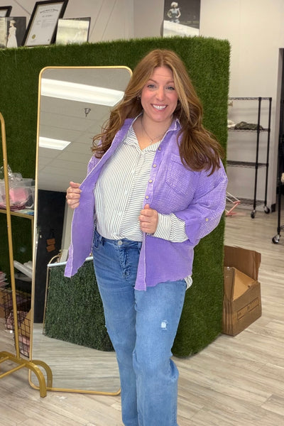 Lavender Button Front Shacket