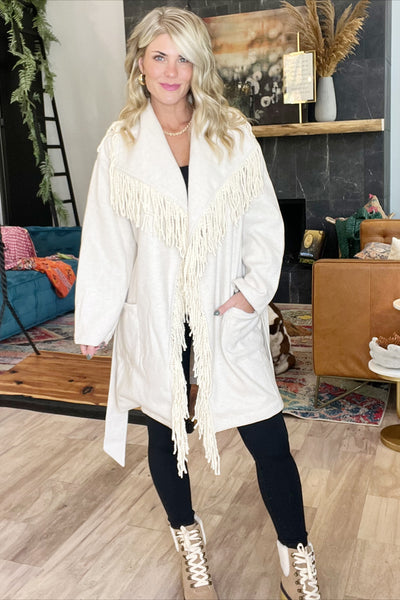 Fringe Belted Jacket