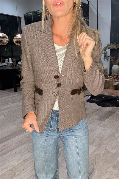 Vintage Brown Buckle Blazer
