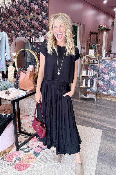 Black Linen Skirt Set (Skirt Only)