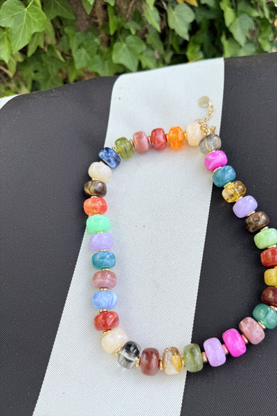 Marbled Beaded Gold Necklace