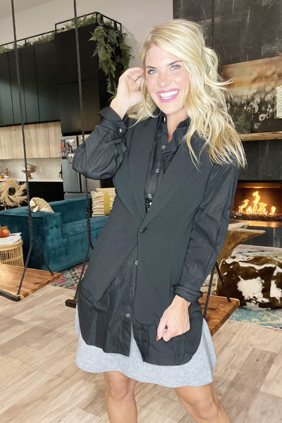 Black Long Button Up Tunic