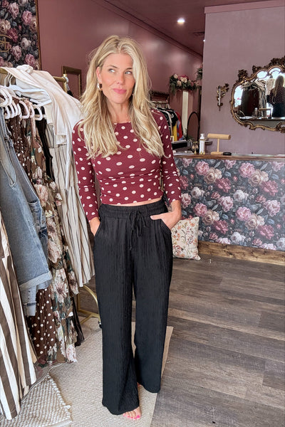 Black Crinkle Pant Set (Pants Only)