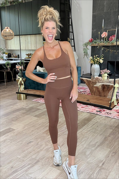 Brown High-Waisted Legging Set (Leggings Only)
