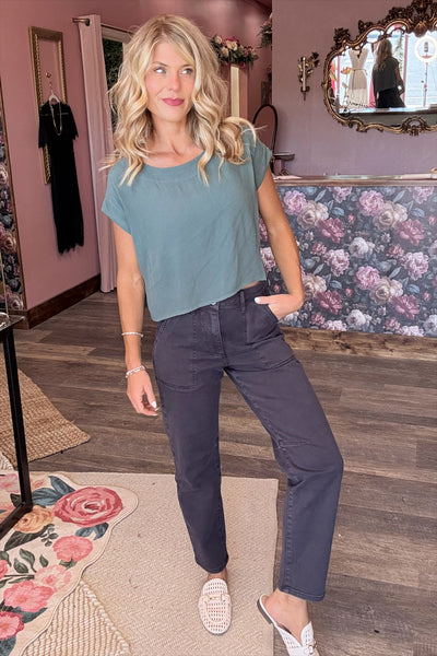 Charcoal Washed Barrel Jeans