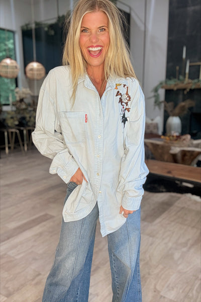 Vintage Looney Tunes Denim Button Up