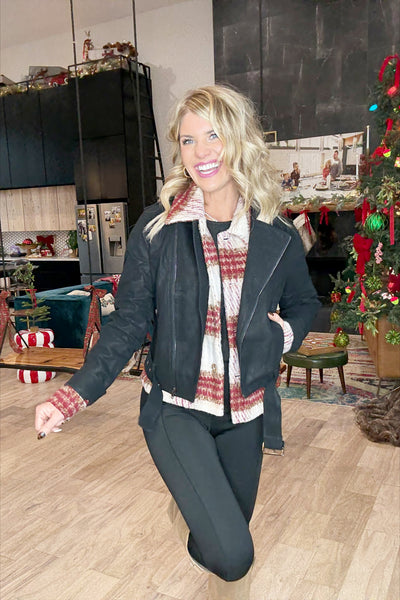 Black Faux Leather Moto Jacket