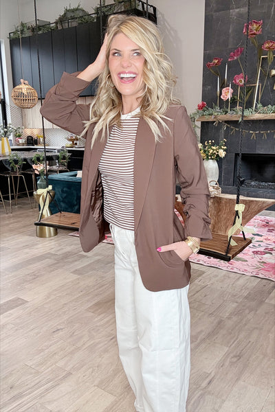 Brown 3/4 Sleeve Blazer