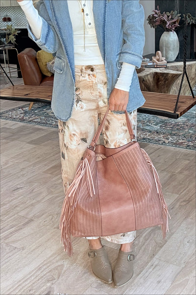 Mauve Fringe Purse