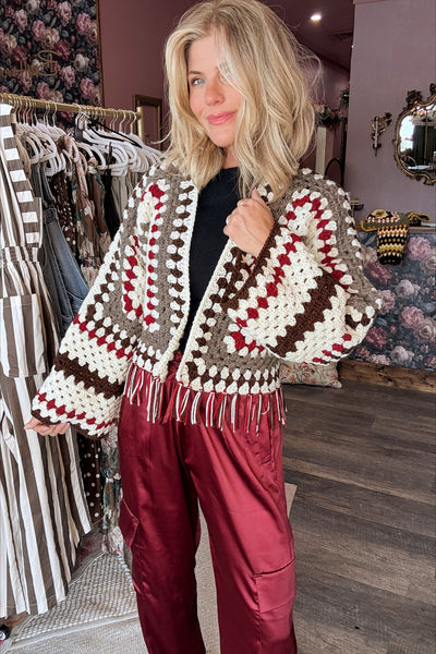 Handmade Crochet Fringe Cardigan