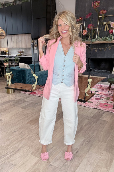 Pink 3/4 Sleeve Blazer