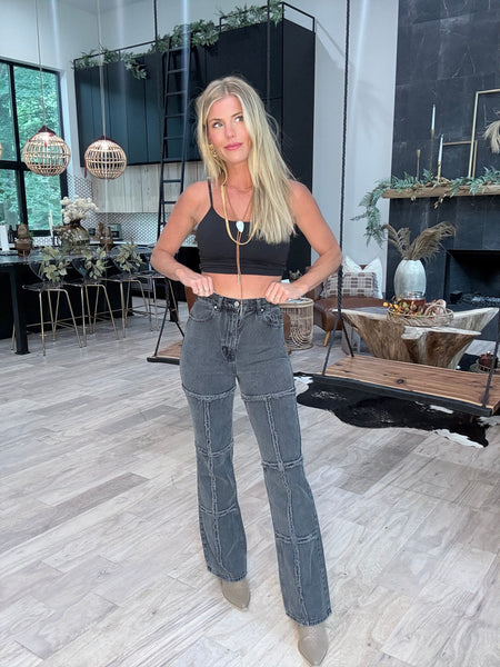 Vintage Gray Patch Stitched Denim