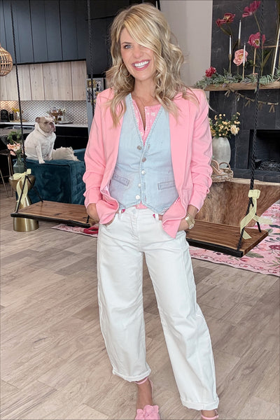 Pink 3/4 Sleeve Blazer