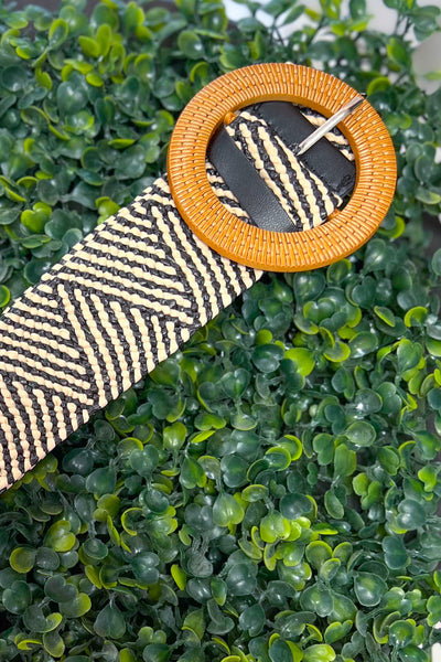 Neutral Round Rattan Stretch Belt