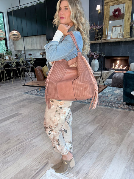 Mauve Fringe Purse