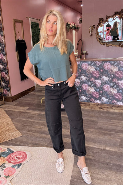 Black Barrel Leg Jeans