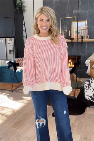 Pink 2Tone Ribbed Sweater