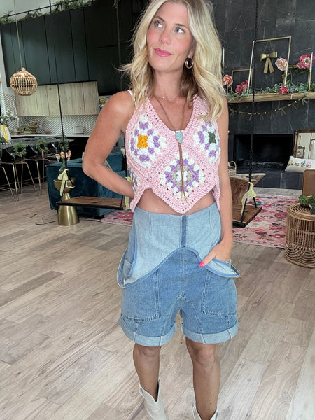 Pink Halter Crochet Top