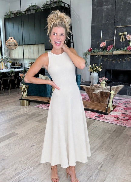 Ivory Stretch Knit Dress