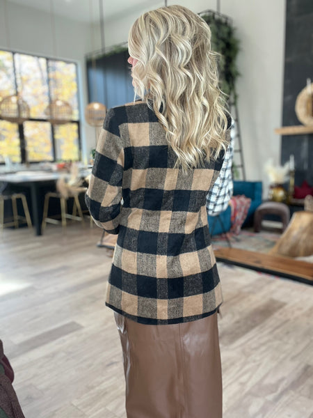 Multi Plaid Button Blazer