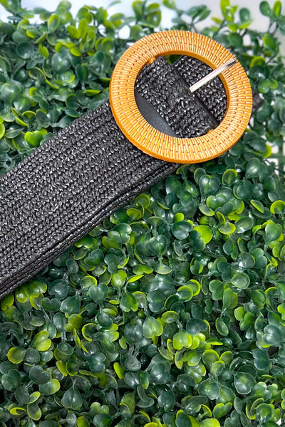 Neutral Round Rattan Stretch Belt