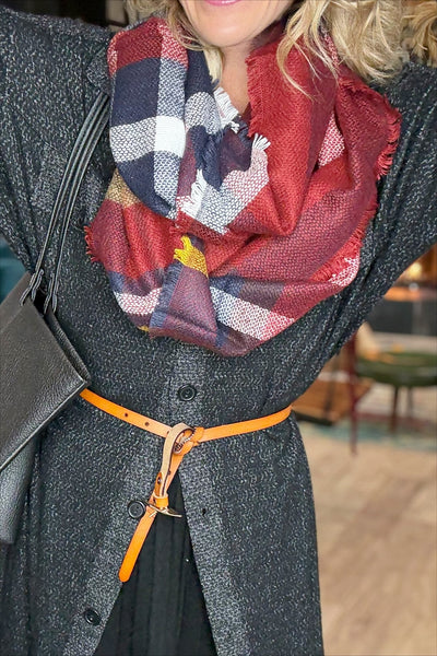 Plaid Fringe Infinity Scarf