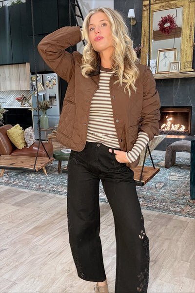 Brown & Mocha Striped Long Sleeve Top