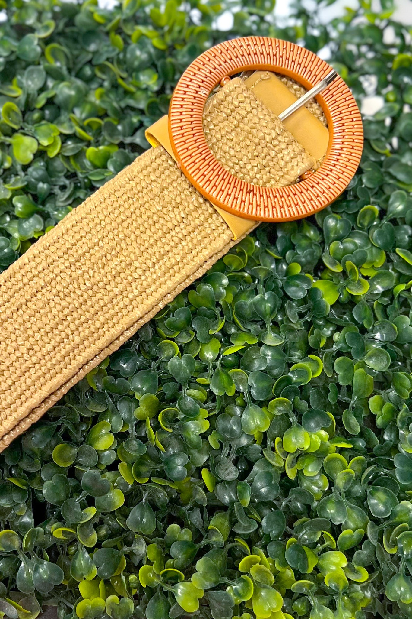 Neutral Round Rattan Stretch Belt