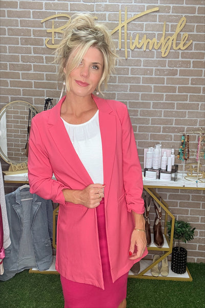 Women's pink tailored stretch blazer, size small, from B.E. Humble