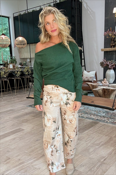 Emerald Brushed Off The Shoulder Sweater Top
